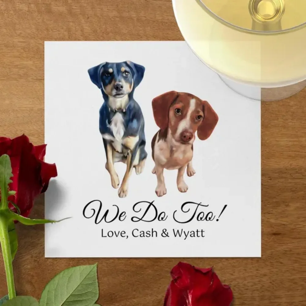 20 pcs Custom Pet Cocktail Napkins|Dog Cat Wedding Decor|Unique Pet Portrait Luncheon Napkins|Animal Lover Party Favor|Puppy