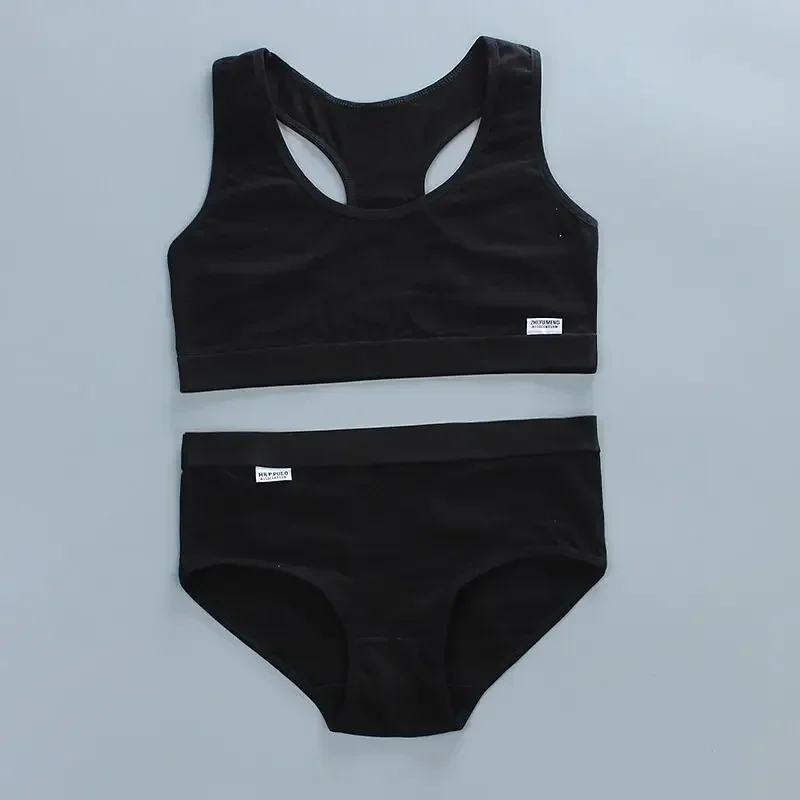 الفتيات التدريب حمالات الصدر سراويل الاطفال ملابس داخلية قطنية مجموعات المراهقين الطلاب الصدرية سترة وسراويل داخلية الفتيات اللاسلكية الرياضة الصدرية 8-16Y