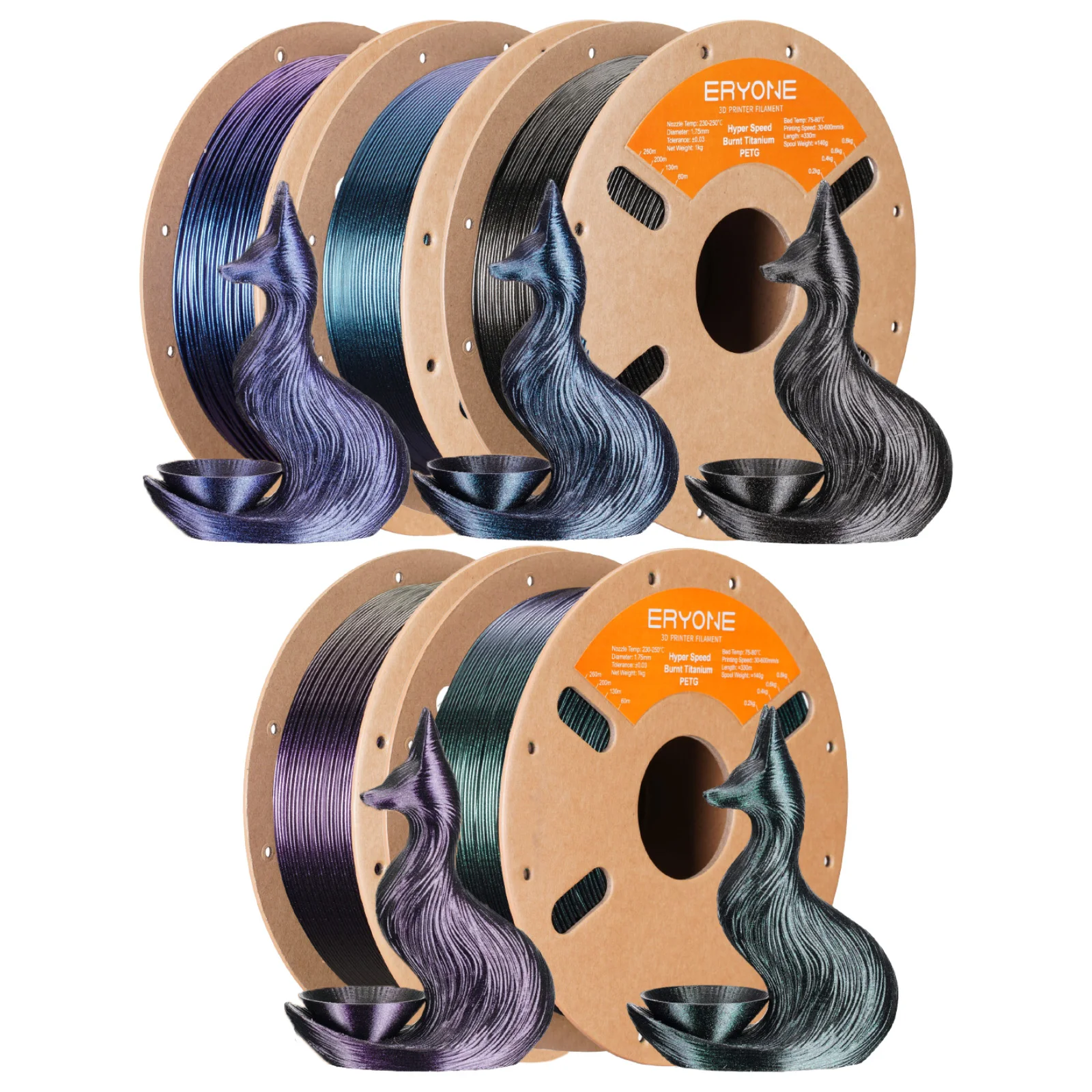 

ERYONE 1/5KG Hyper Burn Color PETG Filament 1.75mm +/- 0.03mm 3D Printi , Hyper Speed 500mm/s,1KG/Spool