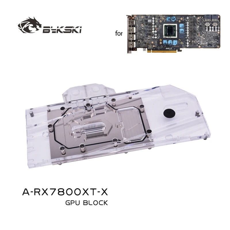 Bykski  A-RX7800XT-X GPU Block for AMD Radeon RX7800XT Reference Edition Video Card Water Cooling / Full Cover / Copper Radiator