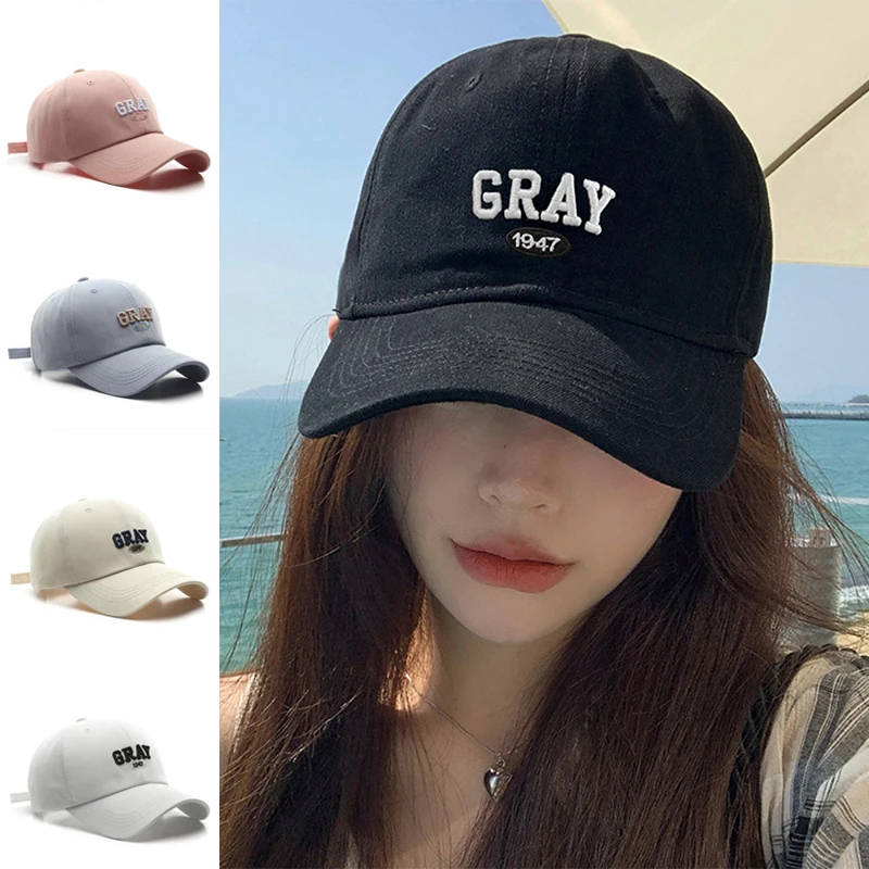 

1Pc Men Women Fashion Embroidered Letter Baseball Caps Adjustable Casual Cotton Sun Hats Unisex Solid Color Visor Hats