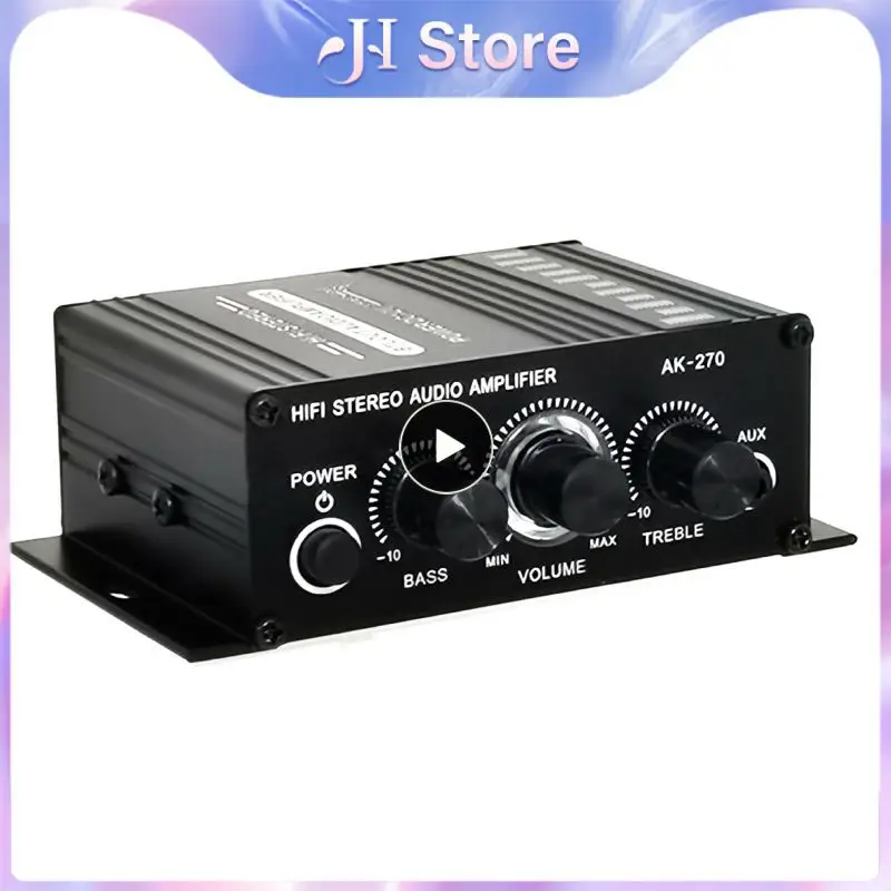 AK270 Mini Digital Power Audio Amplifier HIFI Stereo Sound for Car Home Theater Club Party Blue LED Lights Power Amplifier