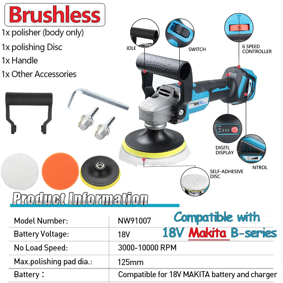 NEWONE 20V Cordless Electric Saw/Trimmer/Grinder/Polisher Tool/Electric Screwdriver/Oscillating Tool Compatible 18V Makita