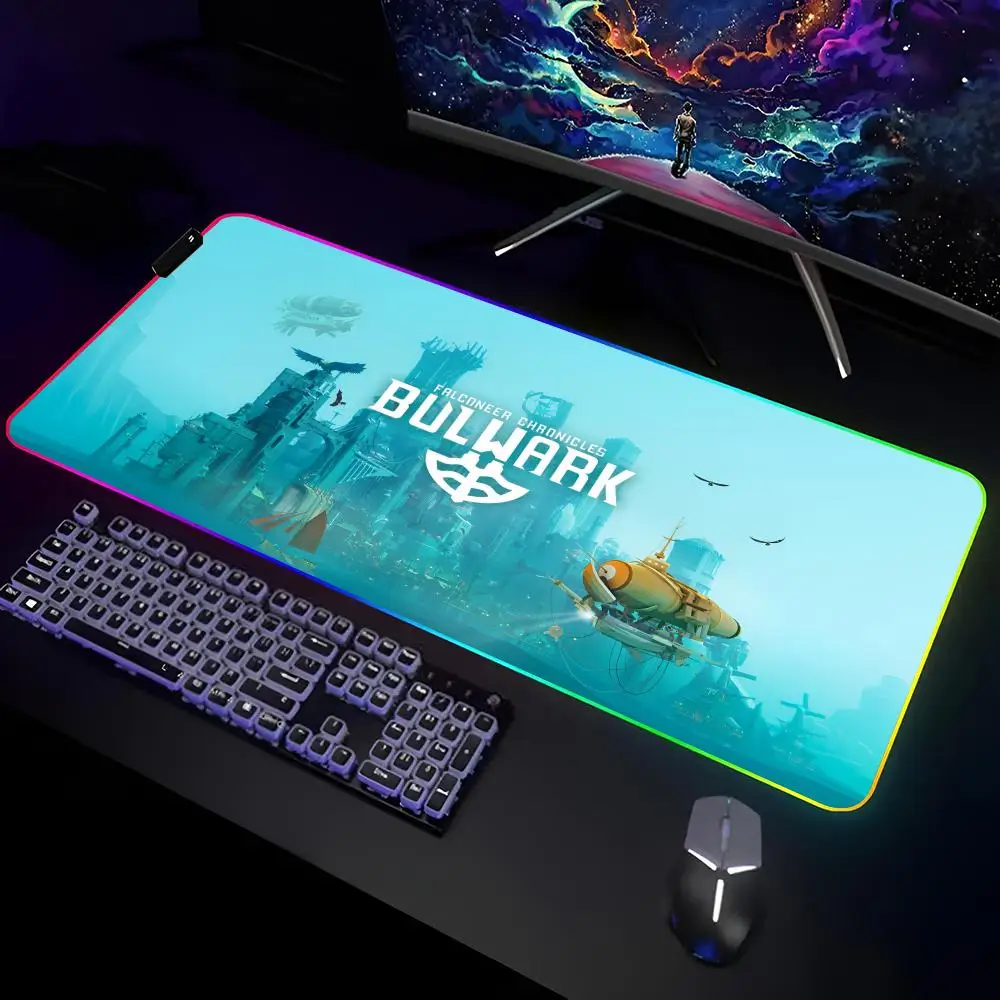 Bulwark Falconeer Chronicles Mouse Pad Gamer RGB Deskmat Keyboard Mat Gaming Laptops LED Mousepad Desk Protector Anime Mause Mat