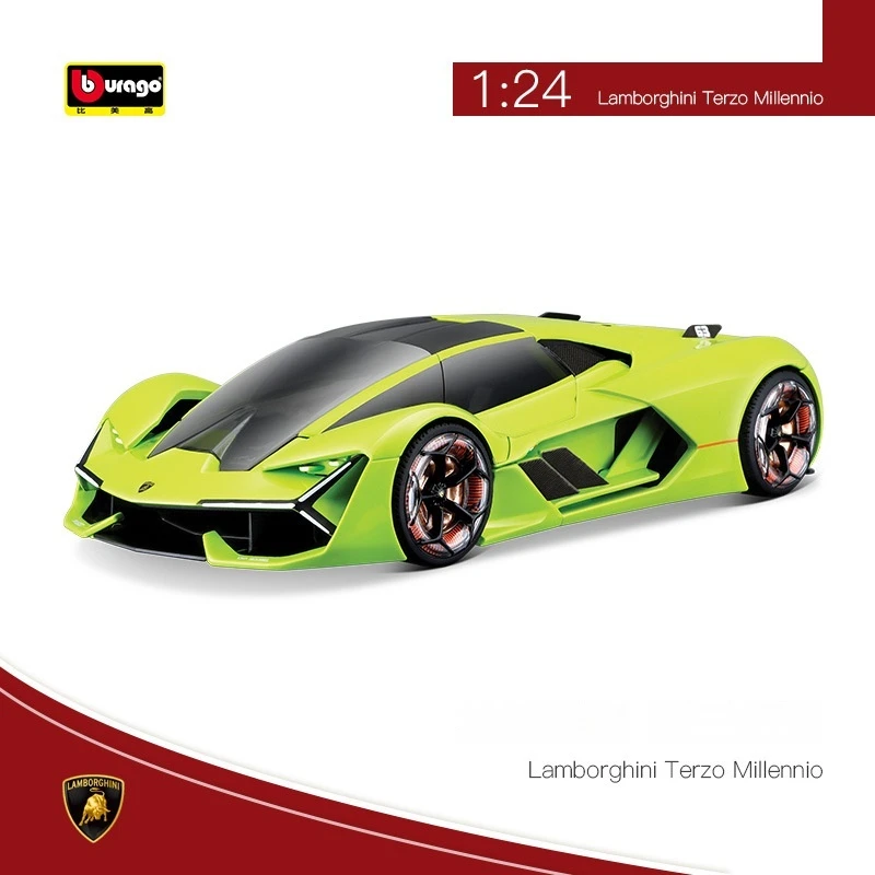 Bruago-Lamborghin Four-Wheel Drive Toy Car, Liga, Simulação, Estática, Modelo, Decorar, Menino, Controle de Força, Supercar, Presente, 1:24