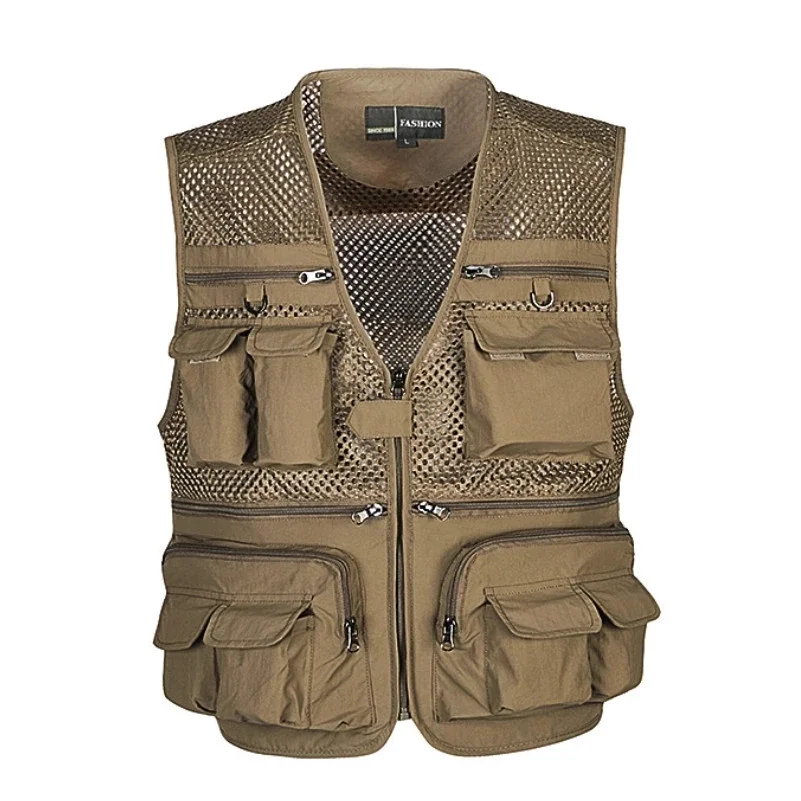 Pop Unloading Men's Vest Tactical Webbed Gear Coat Summer Photographer Waistcoat Tool Many Pocket Mesh Work Sleeveless Jacket Ma