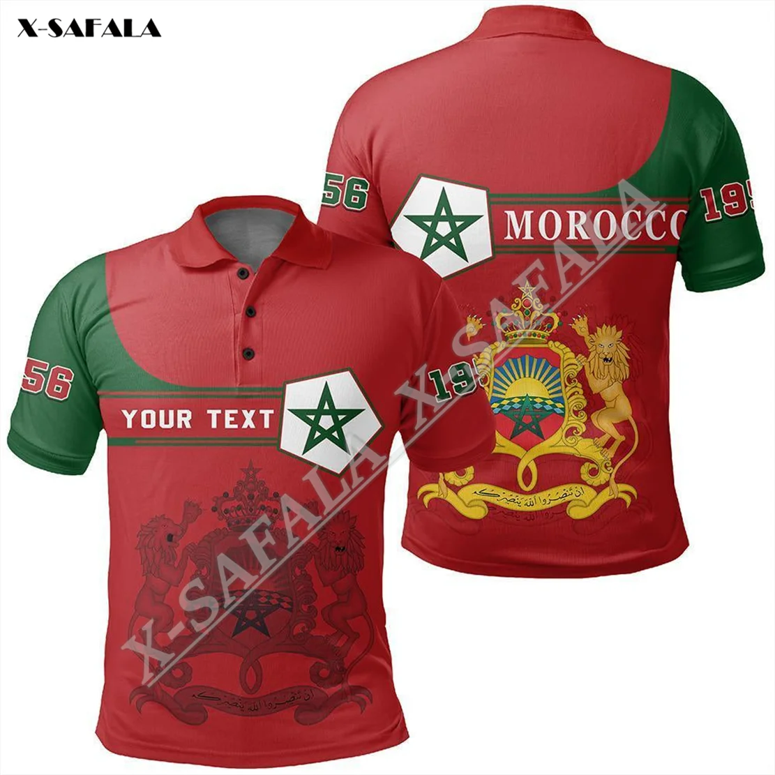 LIFE Morocco Africa Country Flag Lion 3D Full Printed Men Polo Shirt Collar Short Sleeve Tops Street Wear Casual Tee Mesh Fiber