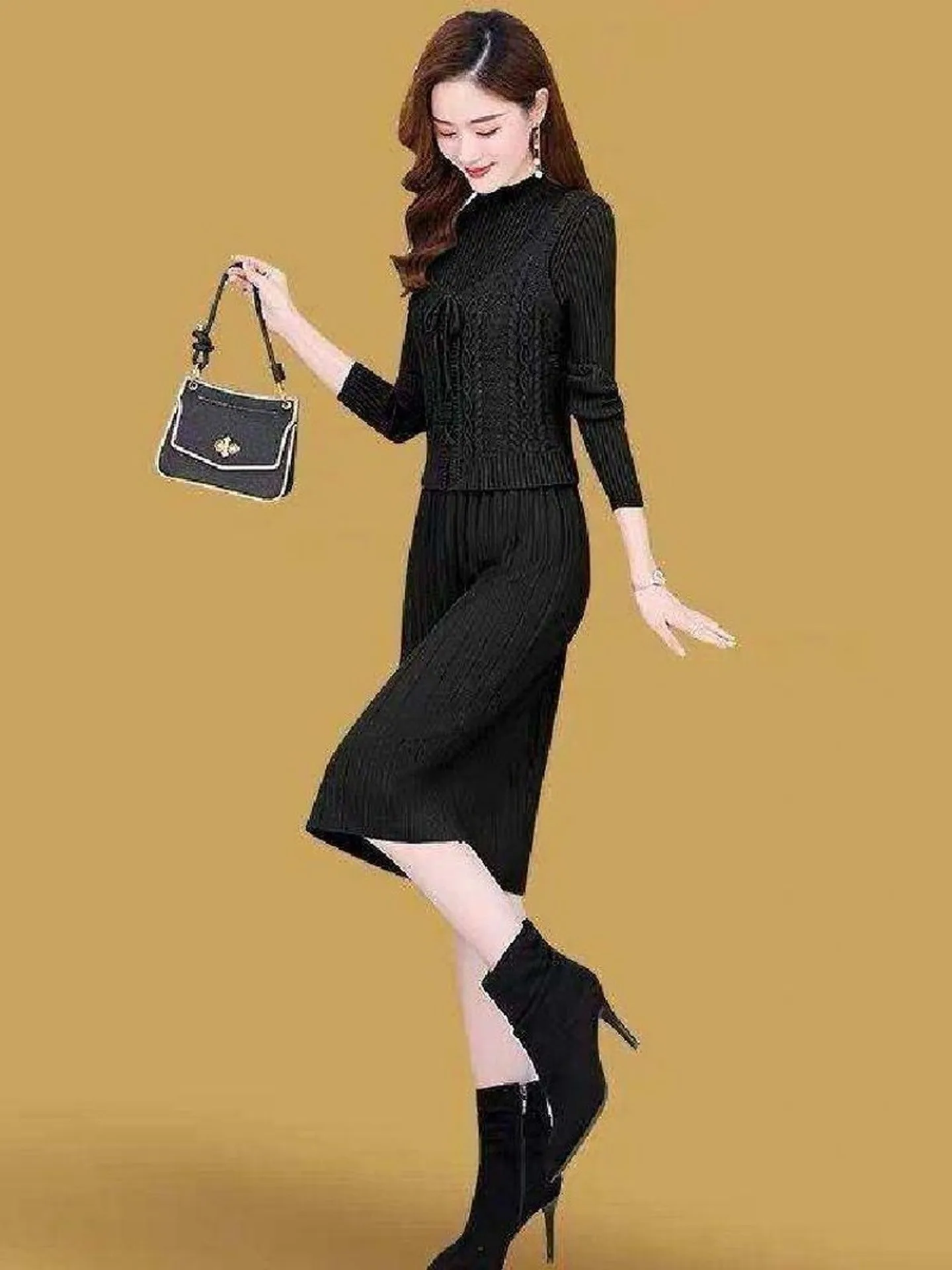 winter-thiened-knitted-dr-coat-two-piece-set-women's-mid-length-ele-faion-autumn-winter-outfit-ensemble