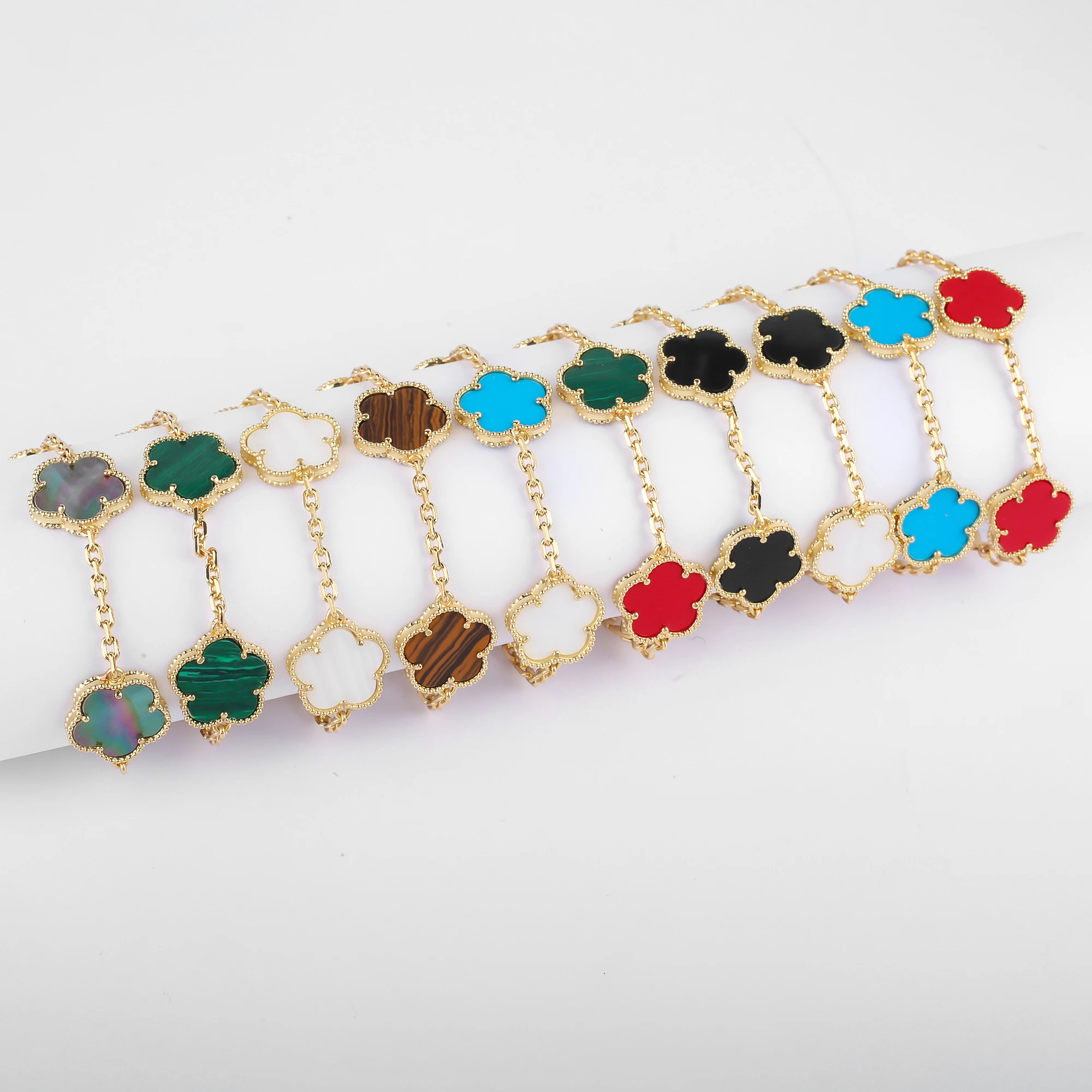INS Hot Sale 15mm Five Leaf Flower Bracelet Natural Shell Flower Jewelry For Women Girls Party Wedding Daily Wear Jewelry Gift
