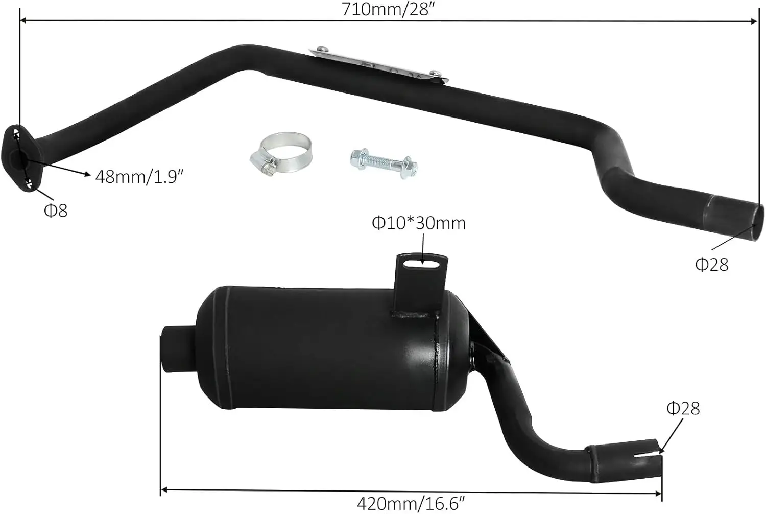Exhaust Pipe Muffler Assembly Fit GY6 125CC 150CC ATV Quad Go Kart Buggy Scooter Motorcycle Dirt Bike Taotao Coolster Kazuma