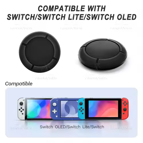 Joycon Joystick Replacement Cap for Switch/Switch Lite/Switch OLED Premium Thumb Grip Non-Slip Silicone Protective Cover - Black - Image 2