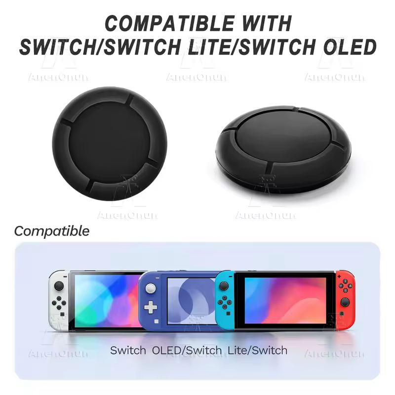 Joycon Joystick Replacement Cap for Switch/Switch Lite/Switch OLED Premium Thumb Grip Non-Slip Silicone Protective Cover - Black - Image 2