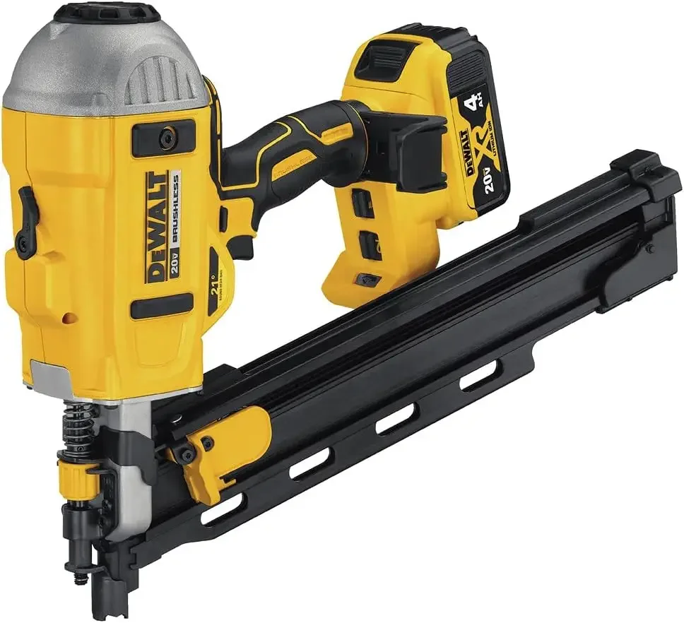 Kit de nailer de enquadramento DEWALT 20V MAX*, 21 graus, colado de plástico (DCN21PLM1)
