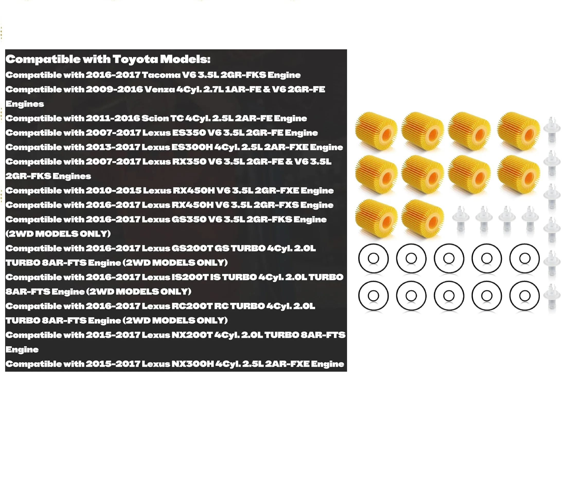 10pcs oil filter for Toyota Camry Lexus, Scion, RAV4, Highlander, Avalon, Tacoma, Sienna 04152-YZZA1 04152-31090 04152-0V010