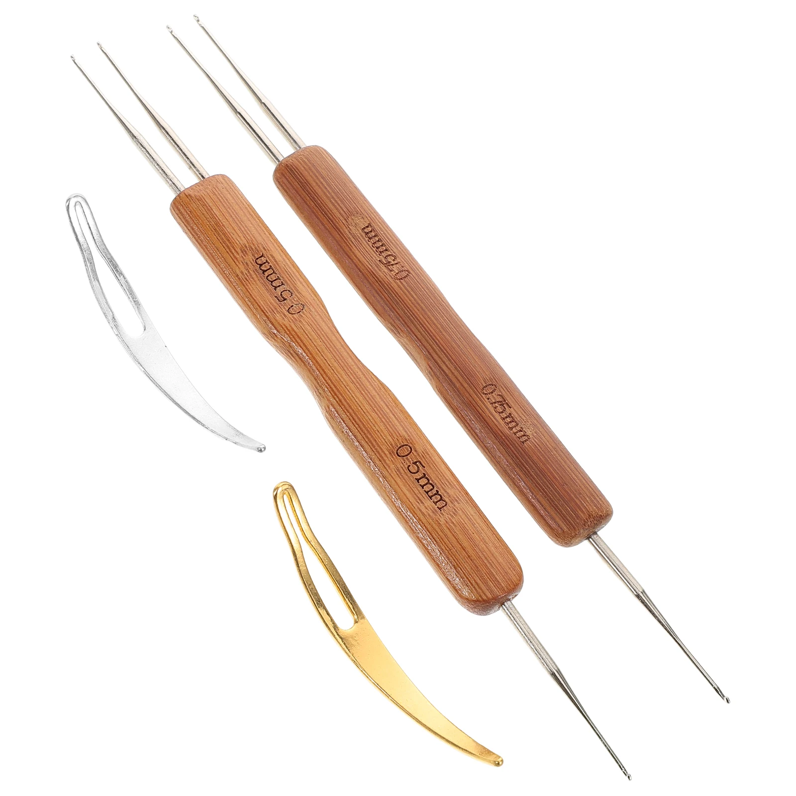 

4 pcs Crochet Needles Knitting Tools Braiding Hooks Ergonomic Bamboo Handle Dreadlock Yarn Projects Accessories