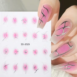 Gradient Blusher Nail Stickers With Irregular lines Simple Striped t Blusher Self-adhesive Nail Decals 3D DIY Nail Decoration