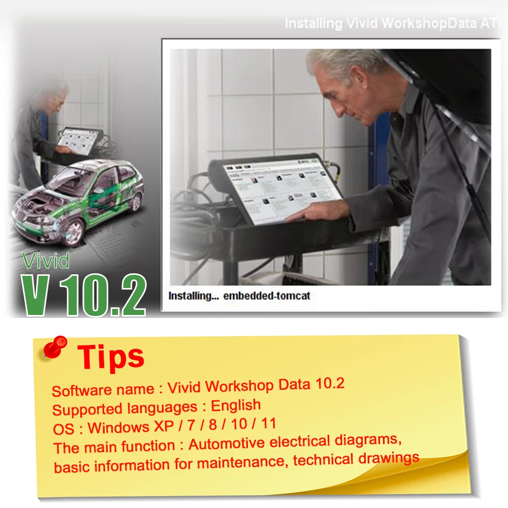Auto Vivid Workshop data car Auto Repair Software Up To 2010 Vivid Workshop DATA 10.2 Free ship online USB CD engine management