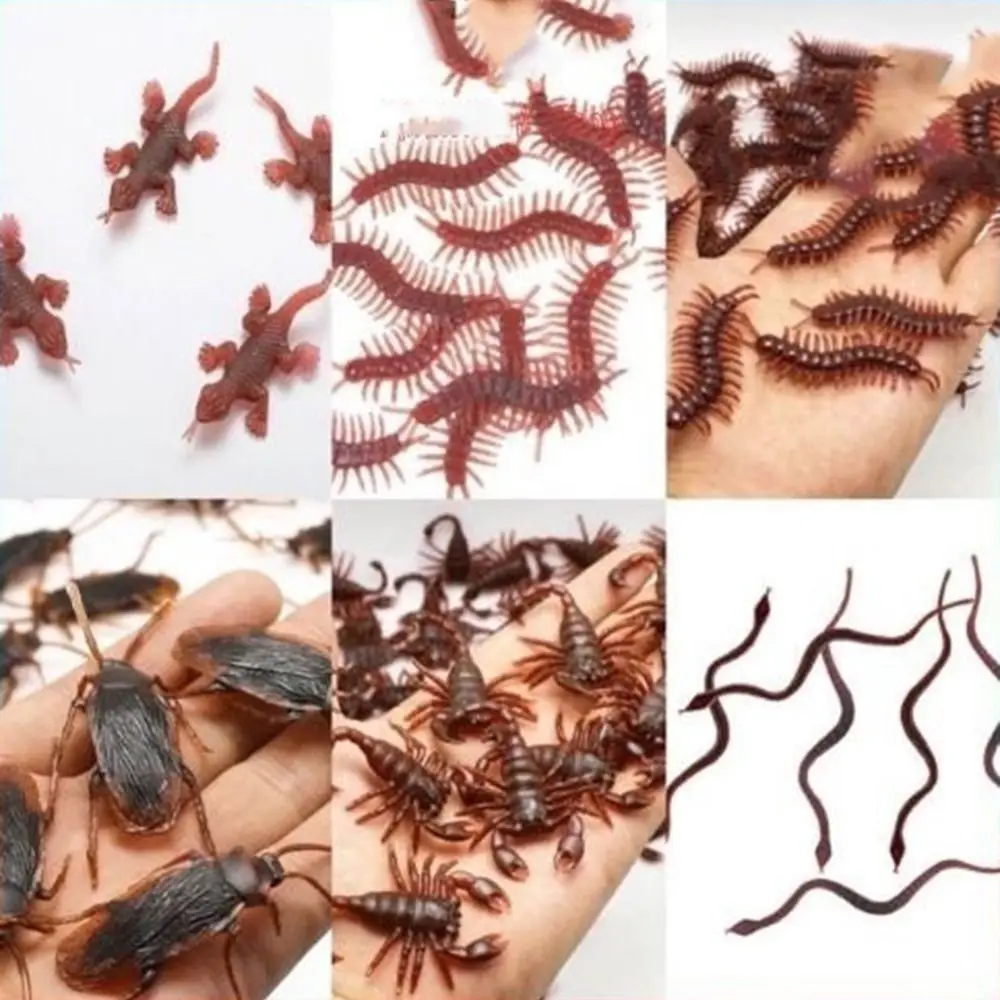 

20Pcs Rubber Scorpion Simulation Cockroach Soft Tricky Props Fake Cockroach PVC Scorpion Gecko Centipede Cockroach Model