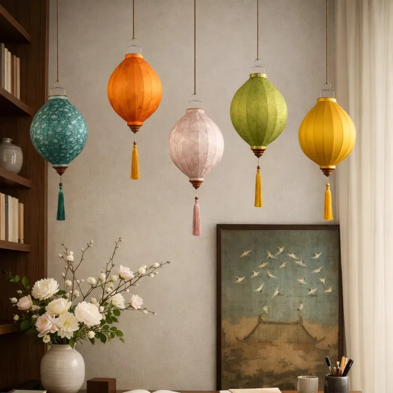 14inch Chinese Traditional Palace Lantern Satin Silk Lantern Vietnam Mid-autumn Spring Festival Wedding Party Decor Lantern