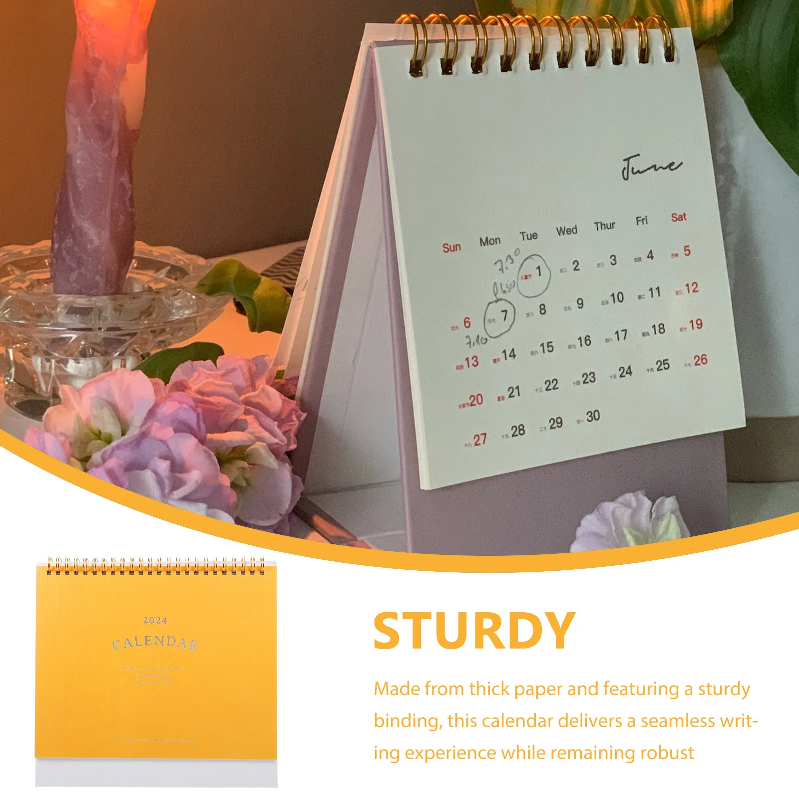 

1pc Desk Standing Flip For Desktop Office Home Extra-Large Table 2024 Small Desk Calendar 2024 Decorative Calendar