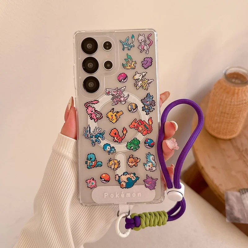 Funda de teléfono con carga inalámbrica magnética Pocket Monsters Pokémon para Samsung Galaxy S 25 24 23 Ultra Puls A55 A15 A35 A26 A36 A56