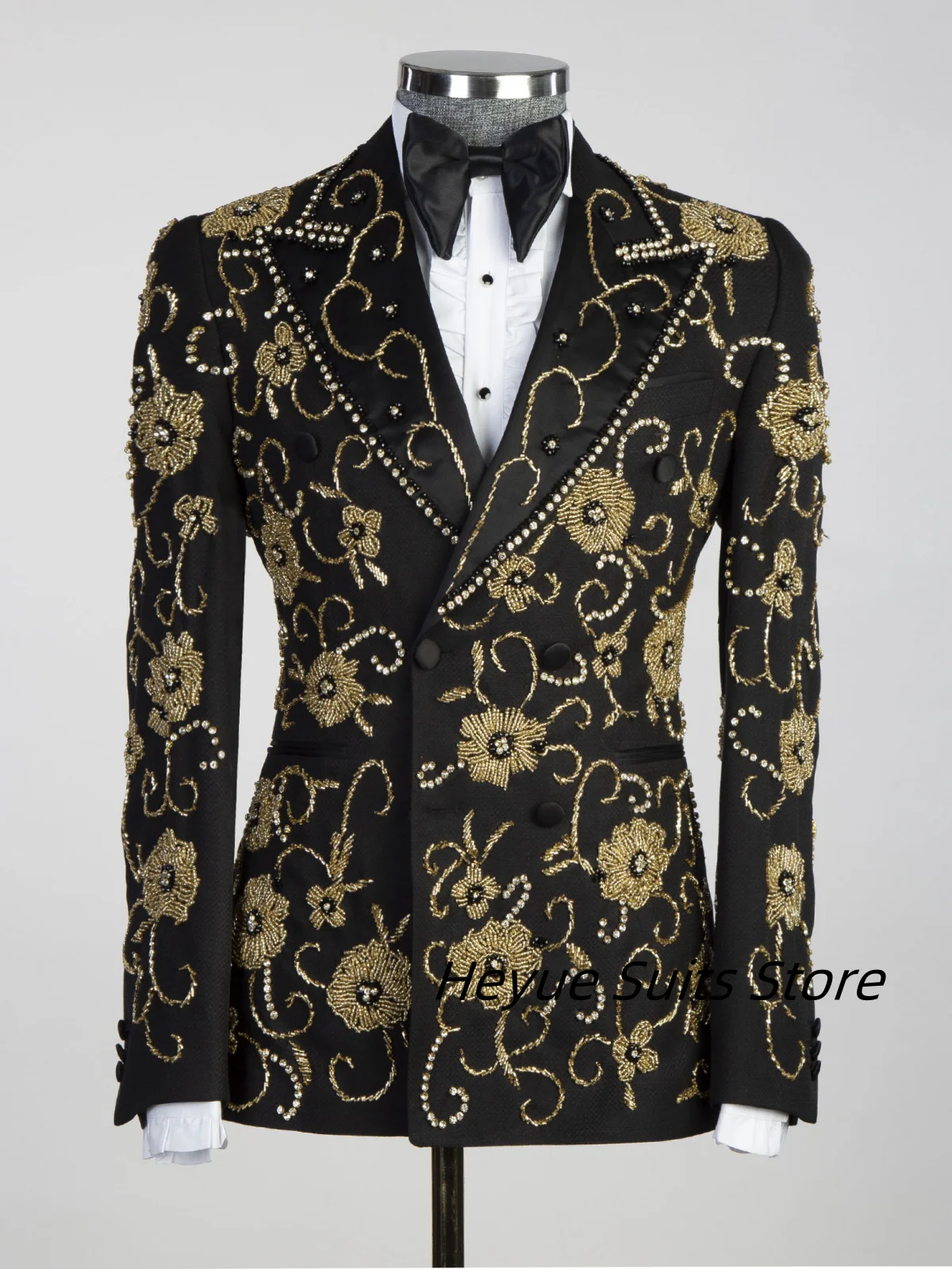 

Stylish Designer Embroidery Men Suits 2Pieces Sets Groom Wedding Dinner Tuxedos Prom Blazers Customized Terno Masculino Completo