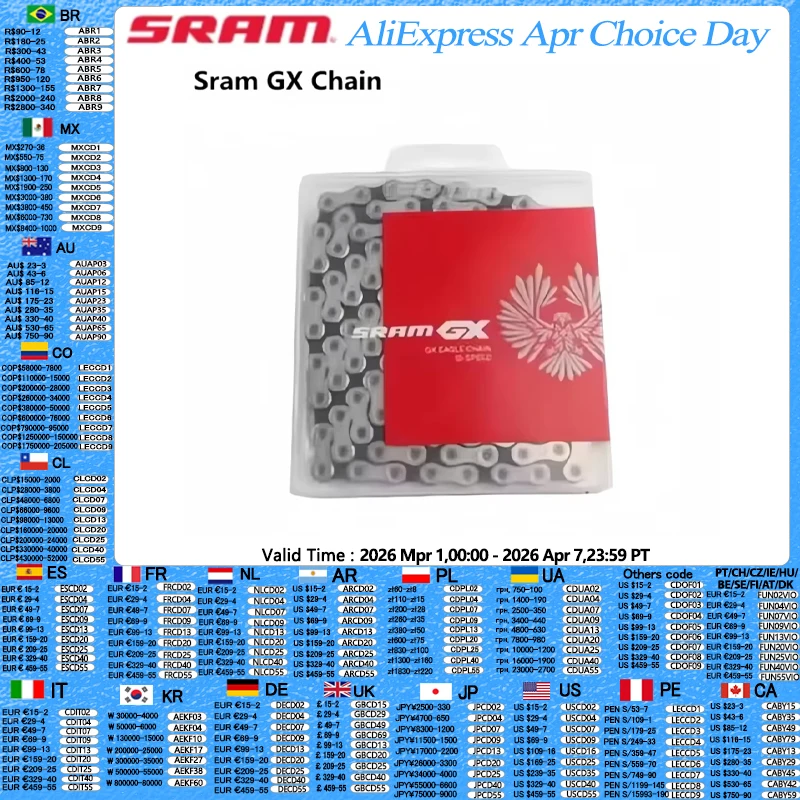 

Sram GX NX SX Eagle 12 Speed Chain MTB Solid Pin Riveting 116L 126L Mountain Bike Bicycle Chain Eagle Magic 1 Pcs Chain Part