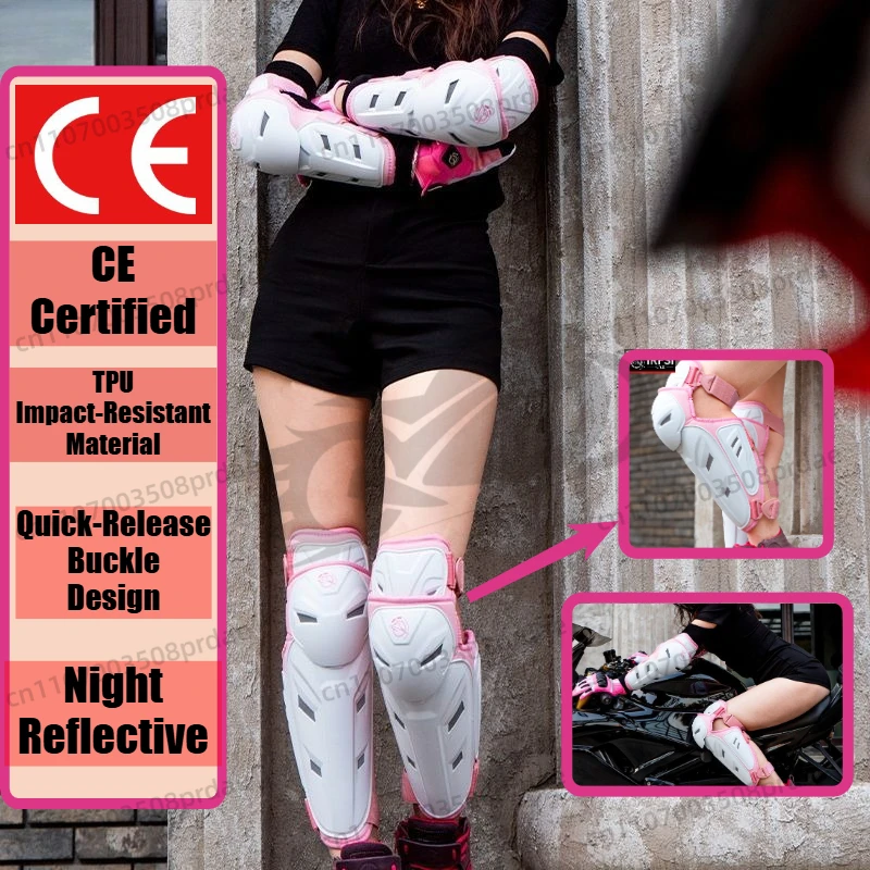 

Motorcycle Riding Knee Elbow Pads Pink Breathable Windproof Protective Gear Shock Absorption Anti-fall Unisex All-Season