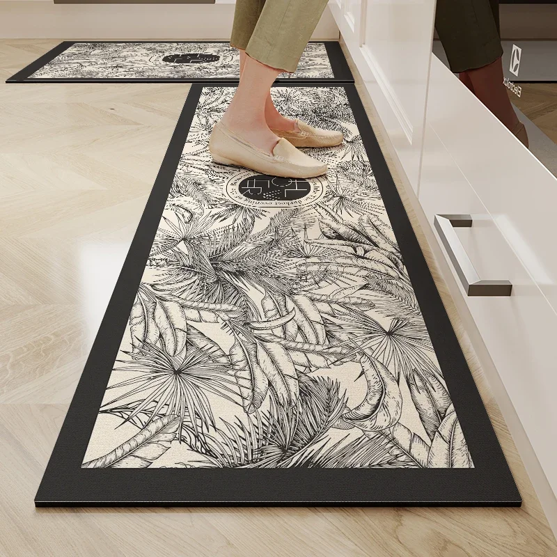 Kitchen Mat Pvc Leather Foot Mats Waterproof Floor Carpet Home Decoration Luxury Long Rug Non-slip Washable Alfombra De Cocina