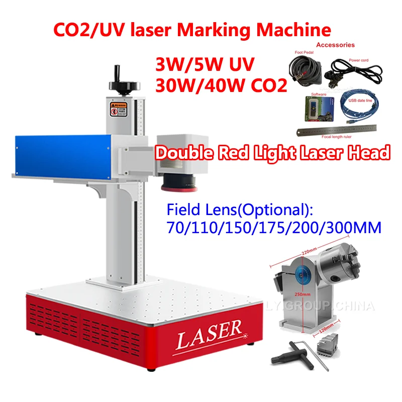 

5W Ultraviolet Ray Purple Cold Light UV Laser Marking Machine 40W CO2 Laser Engraving Machine For Non-Metal Wood Acrylic Leather