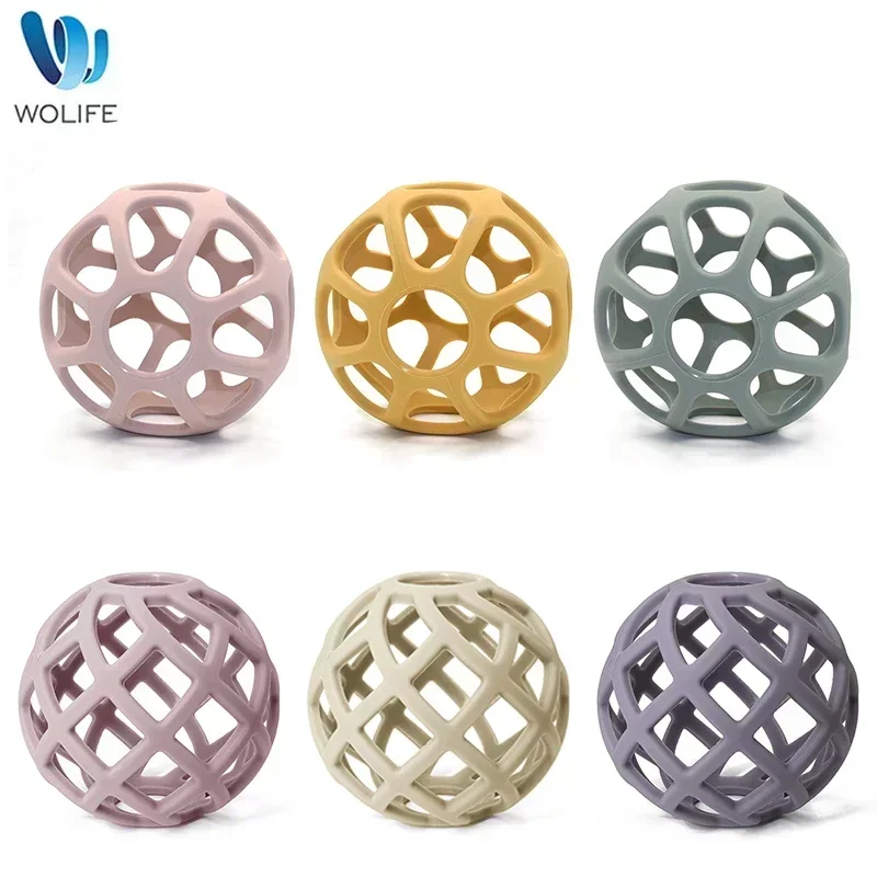 New Baby Large Round Silicone Teether Baby Teether Accessories BPA-Free Newborn Hand-Held Spherical Teether Toys Kids Gifts