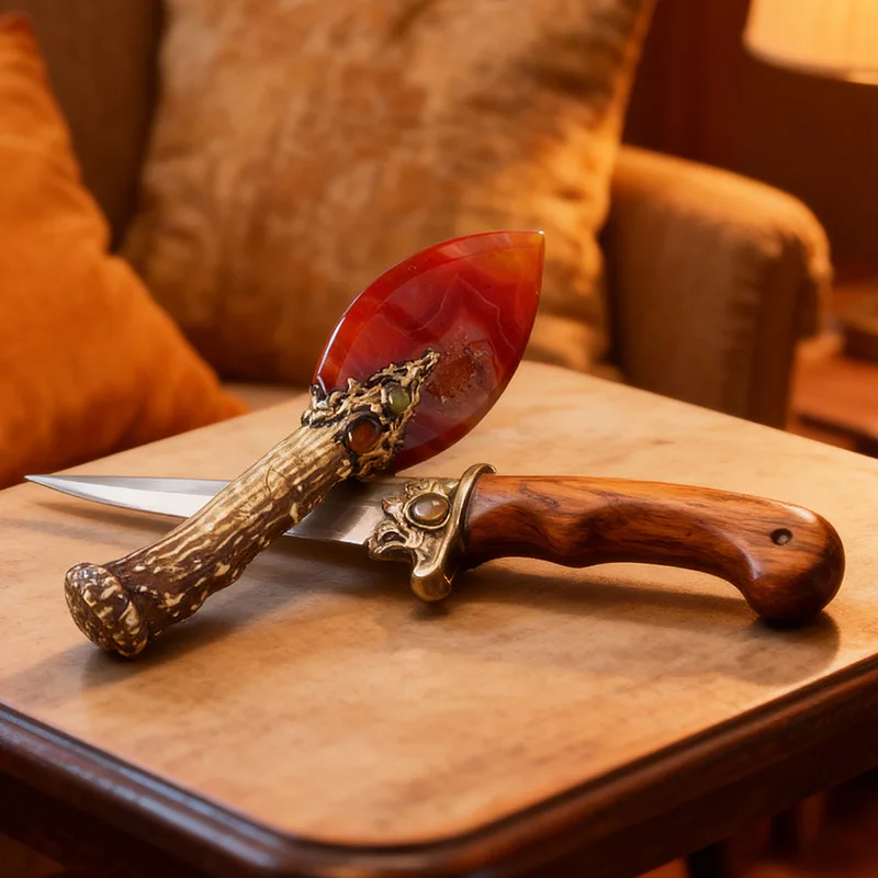 Natural Crystal Flame Figurine Crystal Antler Wand Energy Guidance Meditation Assistance Ritual Props Rare Art Figurines