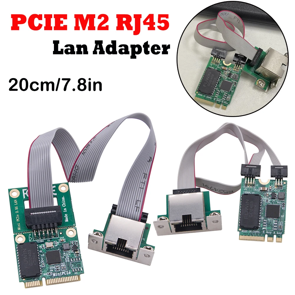 M2 RJ45 Network Adapter RTL8125BG Chip M.2 Gigabit Ethernet Network Card 2.5G/1000/100Mbps PCIE Bus Network Card