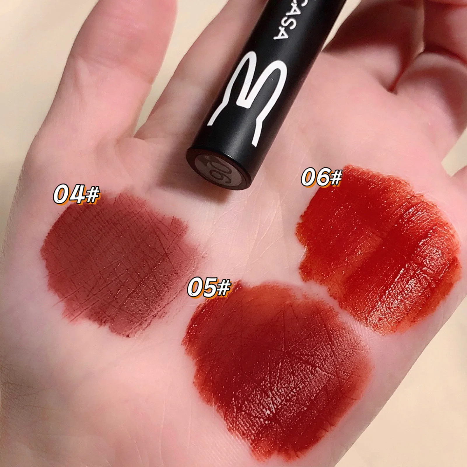 3pcs Cool Black Rabbit Lipstick Gift Set Waterproof Mini Liquid Lipstick Lip Gloss for Valentine Christmas Gift