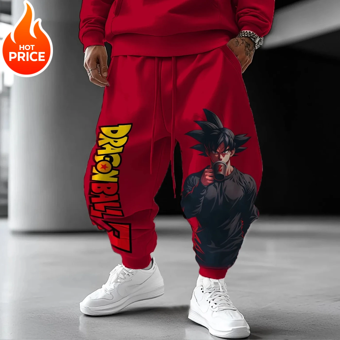 

Dragon Ball Son Goku Super Saiyan, осень-зима, хлопок, 2200, уличная одежда в стиле Харадзюку, свободные повседневные спортивные зауженные брюки унисекс