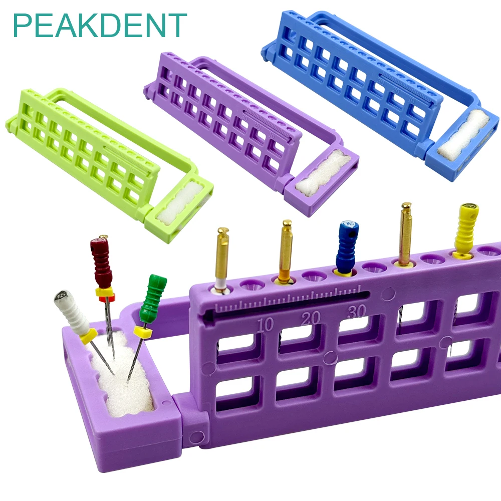 1 pièce Support de rangement pour lime endodontique dentaire avec éponge de nettoyage, autoclavable, organisateur de lime pour canal radiculaire dentaire, 16 trous 1