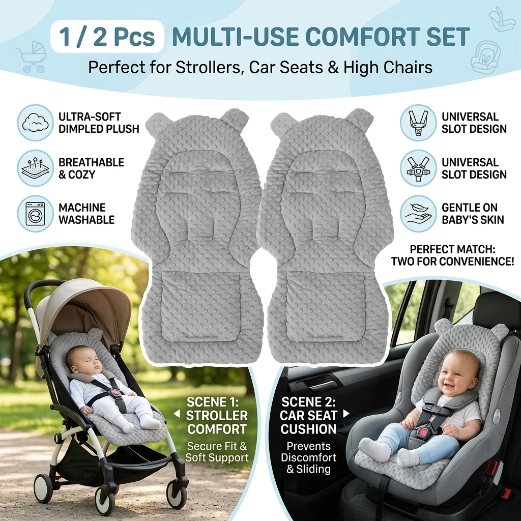 1/2Pcs Baby Stroller Seat Cushion Cotton Infant Double-sided Seat Pad Thick Warm Child Cart Mattress Mat Stroller Accessories