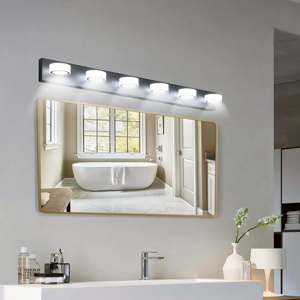 

Modern DB (Same As W1340110595/L2010) LED 6-Light Bathroom Vanity Fixture Black Over Mirror Bath Wall Lighting