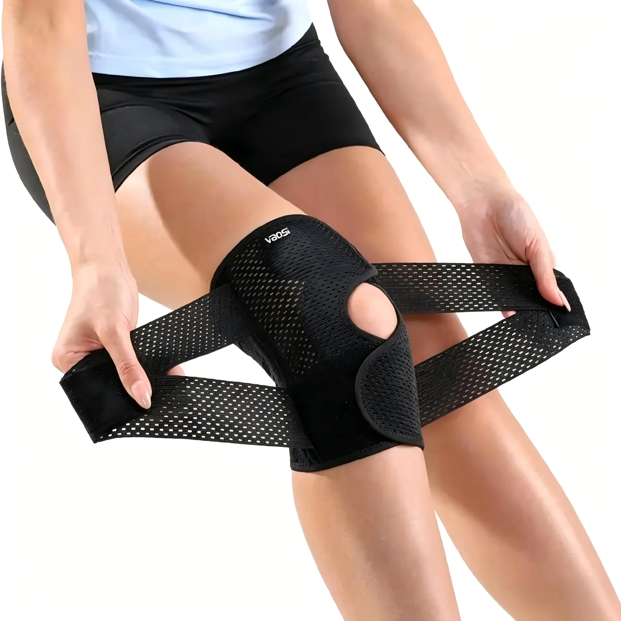 

VBOSI Adjustable Knee Brace with Open Patella, Breathable Mesh Stabilizer for Sports, Arthritis, ACL, Meniscus Tear Pain Relief