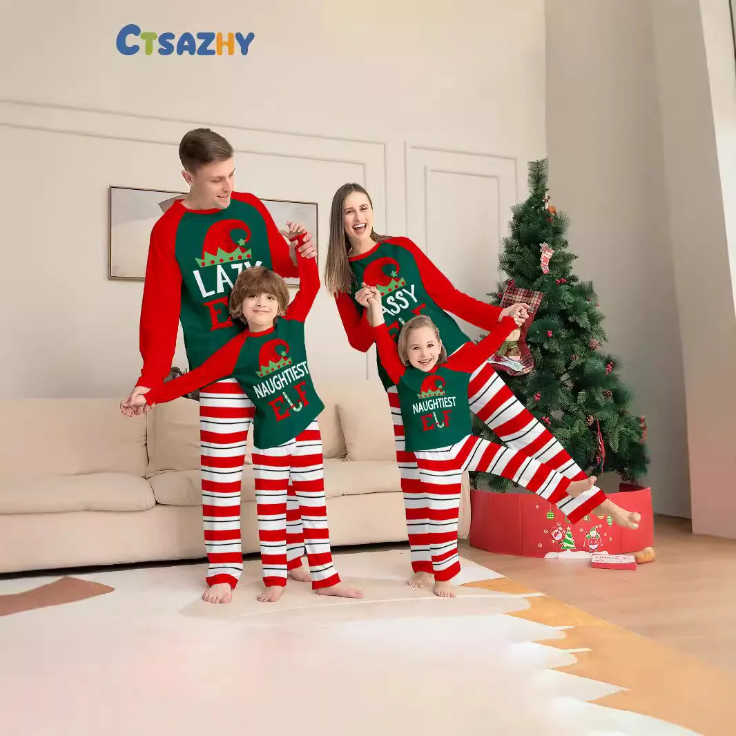 

New Christmas parent-child clothing for 2025,New Year gifts for family photos, cotton round-neck pajama sets, and baby jumpsuits
