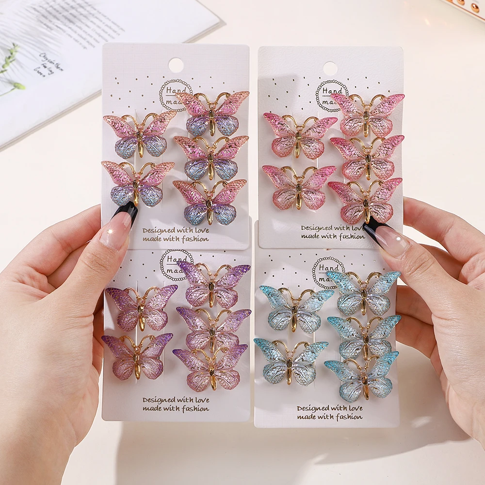 5PCS Sweet Stereoscopic Color Gradient Cute Baby Hairpins Kids Hair Clips Children Headwear Princess Barrette Girls Accessories