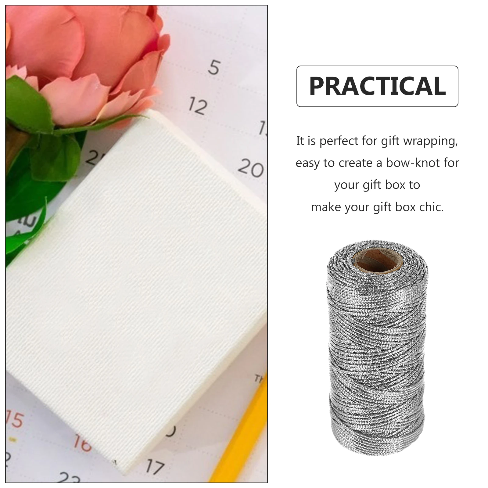 Gold Line Twine ห่อของขวัญด้ายสายไฟโพลีเอสเตอร์บรรจุภัณฑ์ใช้ในร่มกลางแจ้งโครงการหัตถกรรมร้านกาแฟขนมหวาน