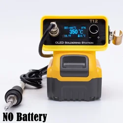 Estação de ferro de solda t12 para dewalt 18v bateria de íon-lítio diy estação de solda digital elétrica reparação soldagem de fio (sem bateria)