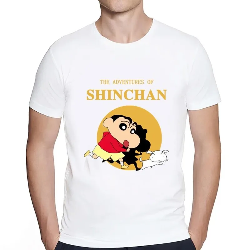 Anime C-Crayon S-Shin-chan Cute T Shirt Women Couple Combination Clothes Short Sleeve Collar Fashion Man Cotton