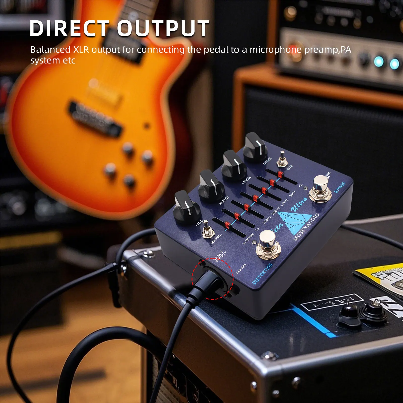 New Moskyaudio Beta Ultra Versatile Connectivity Bass Preamplifier Eq Effect Pedal Two Distinct Distortion Circuit Output System
