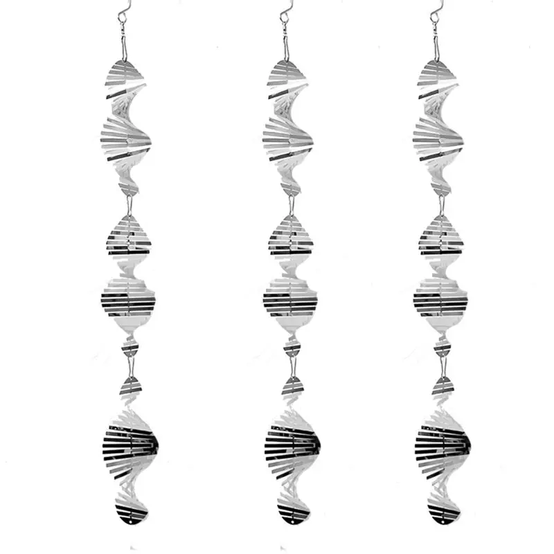 B84B 3 Pcs Bird Scare Discs, Highly Reflective Double-Sided Wind Spinner, Stainless Steel Hanging Garden Decor for Bird
