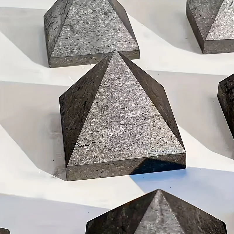 1PC Natural Shungite & Quartz Pyramid, Feng Shui Meditation Stone for Bohemian Altar Decor, Ogen Stone Tower, Desktop Display