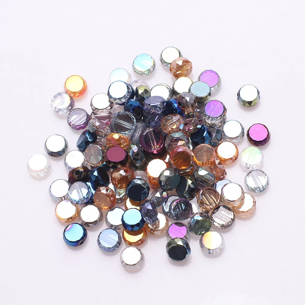 70pcs Jewelry Diy Making Crystal Accessories Flatback Round Bead 8mm Faceted Glass Loose Beads Cheap Beading Wholesale In Bulk