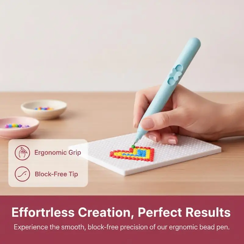 Handheld Storable Bead Pen Efficient Jam-Free Press-Type Bead Pen Comfortable Grip Time-Saving Bead Placement Tool
