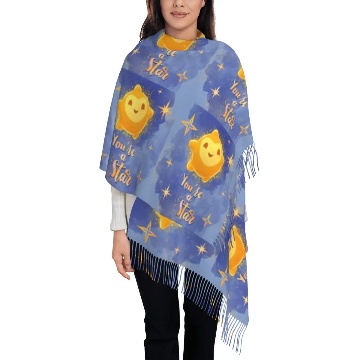 Custom Printed Wish You Are A Star Anime Scarf Women Men Winter Warm Scarves Shawl Wrap